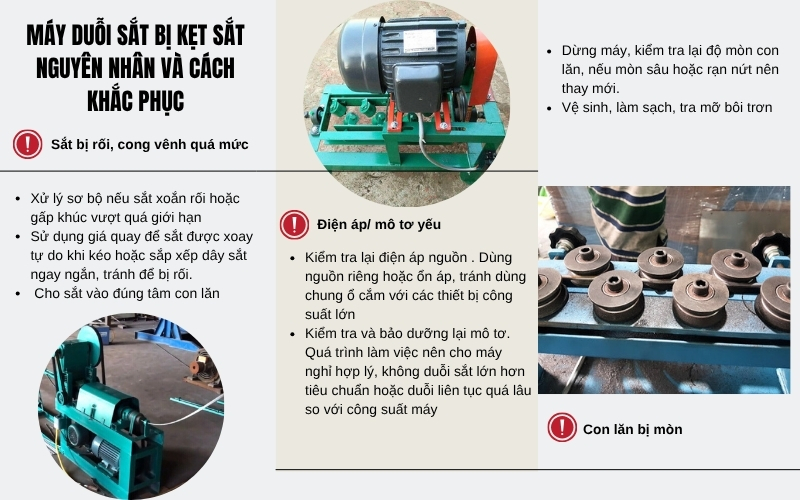 Máy duỗi sắt bị kẹt sắt  - Nguyên nhân và cách khắc phục